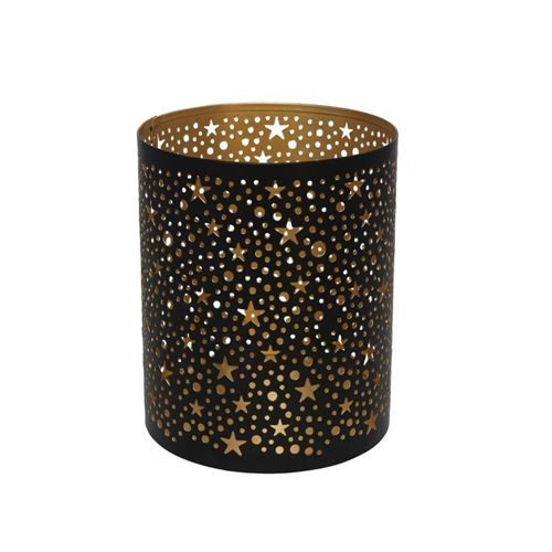69897 CASTIÇAL PRETO/DOURADO 13X13X16CM
