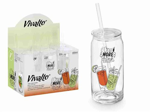 15022 COPO COM TAMPA PALHINHA ONE MORE DRINK 600ML