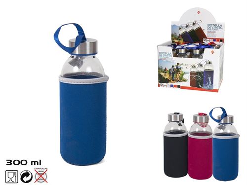 685290 GARRAFA VIDRO COM CAPA 300ML