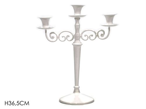 CASTIÇAL BRANCO METAL 3 VELAS