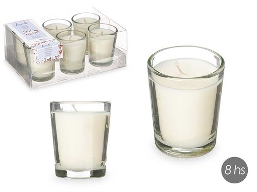 92441 CONJ 6 VELAS COPO VIDRO ALGODAO