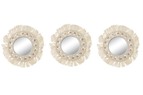 ES-212332 ESPELHO SET 3 MACRAM VIDRO 20X1X20CM BRANCO