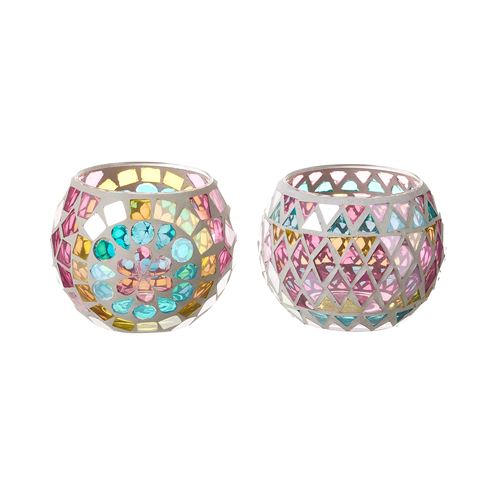 802750 PORTAVELAS 2/M CRISTAL MULTICOLOR 10,30 X 10,30 X 8 CM