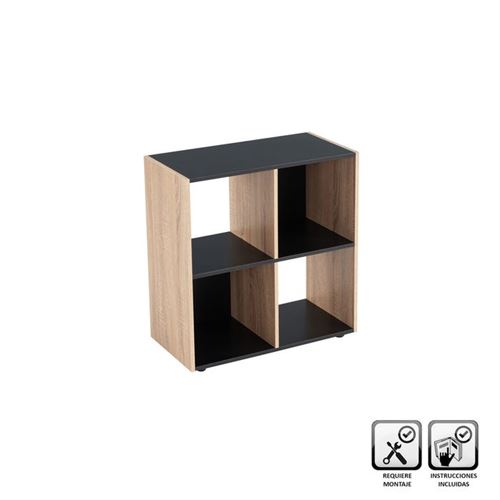 136792 ESTANTE 2 PRATELEIRAS MDF PRETO 60X29X62CM