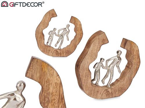 91074 FIGURA DECORATIVA FAMILIA PRATA SUPORTE 24CM