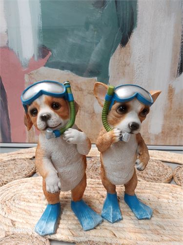 RF-181294 FIGURA RESINA 11,5X11,5X23 SNORKEL DOG 3 MOD.