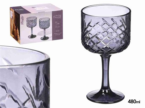 12369 COPO VIDRO HERITAGE 480ML CINZA