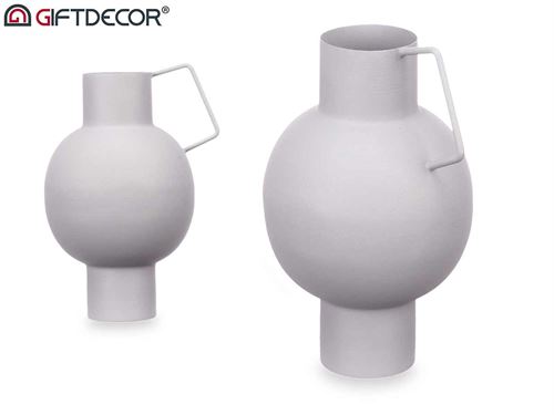 90890 JARRA DECORATIVA AÇO CINZA CLARO 24CM