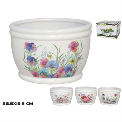 214467 VASO DE FLORES DOLOMITA 22X15,5CM 3 SORTIDOS
