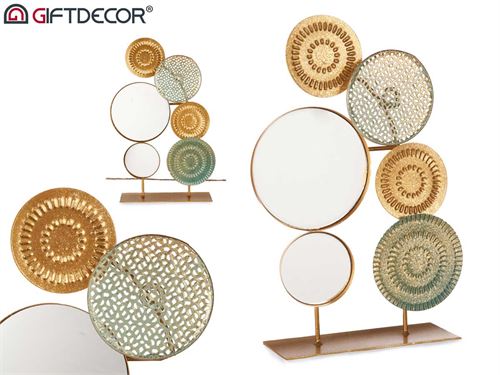 06134 DECORAÇAO METAL COM ESPELHOS 34CM