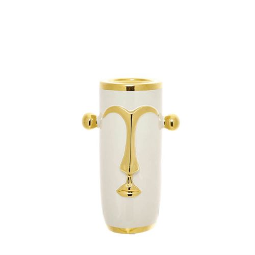 28523 CERÂMICA - CASTIÇAL GOLDEN MASK C 18,00 L 11,50 A 28,00