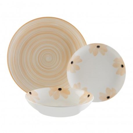 22120073 SERIÇO CERAMICA 18PÇS FLORES AMARELO