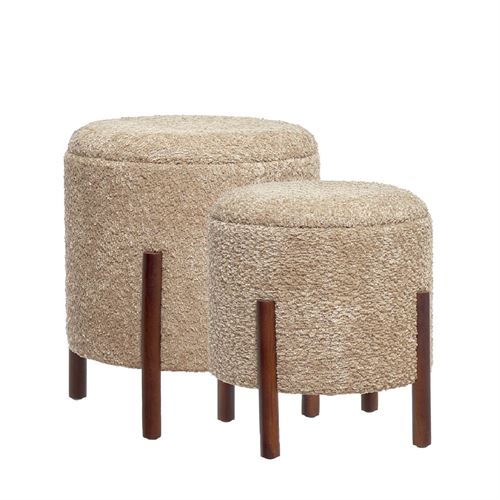 96713 CONJUNTO 2 PUFF MADEIRA TECIDO