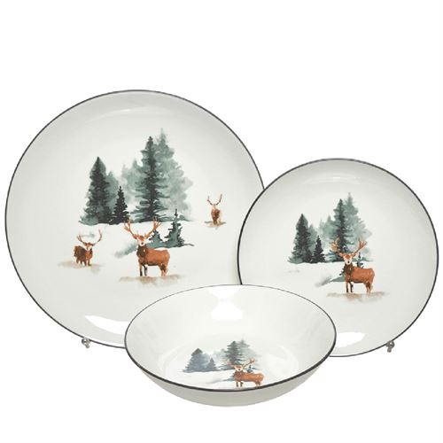 24528 SERVIÇO NATAL CERAMICA 18PÇS RENA