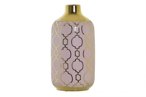 LD-194614 JARRO PORCELANA 13X13X26 CROMADO ROSA