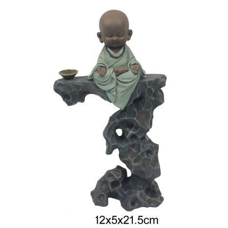 FD-190716 FIGURA RESINA 12X5X21,5 ROCK MONK MENTA VERDE