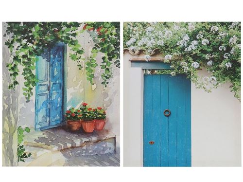 190518 TELA DECORATIVA BLUE DOOR 40X50X1,8CM