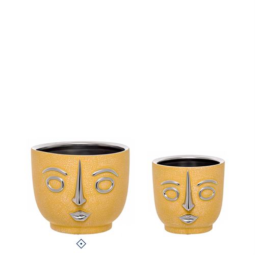 28460 VASO CERAMICA FACE SILVER SUN