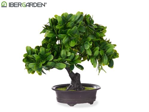 BONSAI PLASTICO FLORES VERDES 28CM