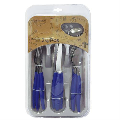 24626 TALHERES T129 AZUL 24PCS C/ TABULEIRO