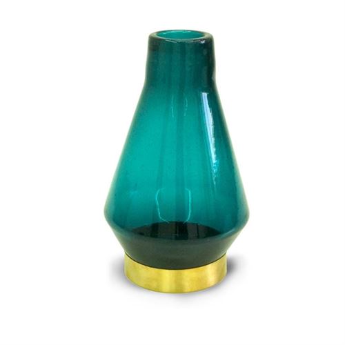 122825170 JARRA VIDRO AZUL C/OURO 14.5*14.5*24CM