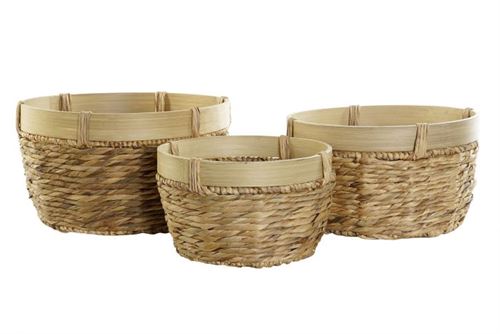 CESTA SET 3 JUNCO BAMBU 40X40X23 NATURAL CASTANHO