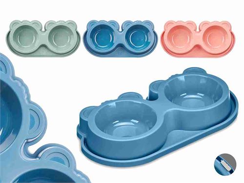 84452 COMEDOURO DUPLO PLASTICO GRD SORT 3 38X18X4,5 CM