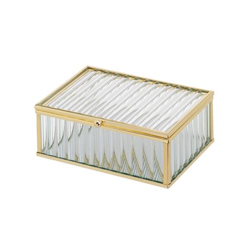806535 CAIXA JOALHEIRO CRISTAL-METAL OURO 15 X 11 X 6 CM