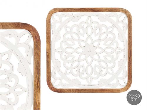 91922 DECORAÇAO PAREDE MANDALA MADEIRA 92X7X92