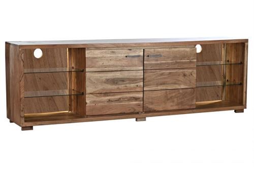 MOVEL TV ACACIA VIDRO 200X40X63CM CASTANHO