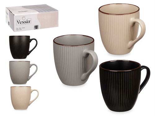 70479 CANECA CERAMICA 550ML RISCAS CORES ESCURAS 10,3 x 14,5 x 11,1 cm.