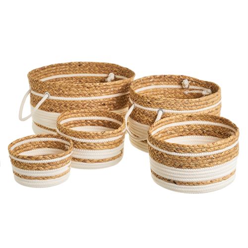 802792 S/5 CESTOS ALGODÃO-FIBRA NATURAL 35 X 35 X 21 CM