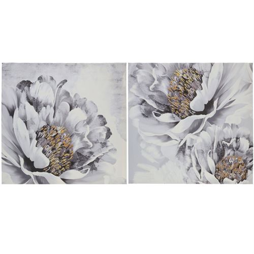 190563 PINTURA FLOR CINZENTA 60X60X1,8CM 2 SORTIDOS.