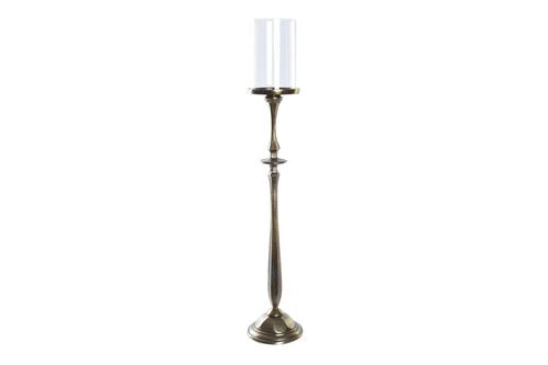 AL-196579 CASTIÇAL ALUMINIO VIDRO 13X13X71CM DESGASTADO