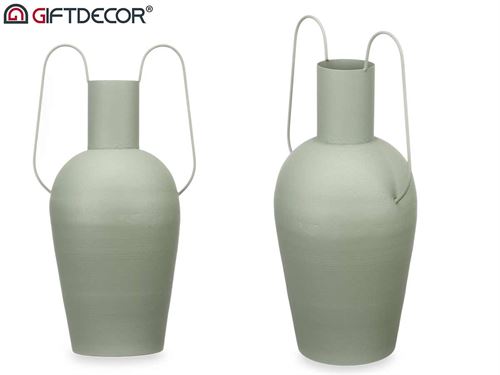 90930 JARRA AÇO DECORATIVA ASA DUPLA VERDE CLARA 46CM