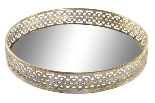 BD-195039 CENTRO DE MESA METAL ESPELHO 30X30X4,5 DOURADO