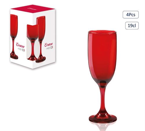 4640EC4RJ COPO FLUTE 19CL PK4 VERMELHO