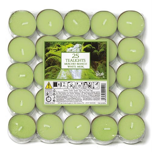 149190 VELA T-LIGHT PK25 WHITE MUSK 4H