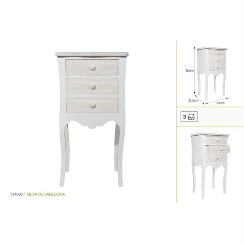 P070193450 MESA CABECEIRA T31030-BRANCO 41x32.5x80cm