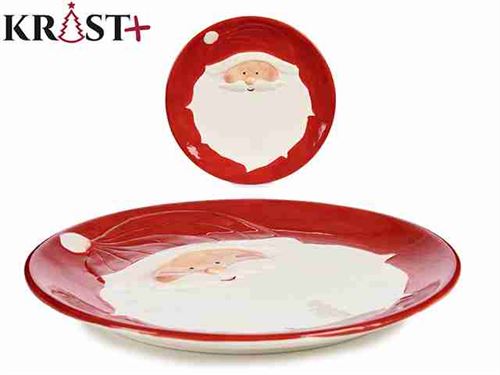 PRATO NATAL CERAMICA PAI NATAL REDONDO PEQUENO 21,5CM