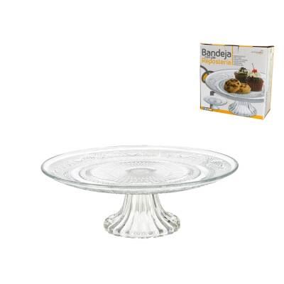 021850 PRATO BOLO VIDRO 32CM COM PÉ