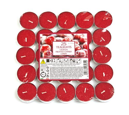 149187 VELA T-LIGHT PK25 CEREJA 4H