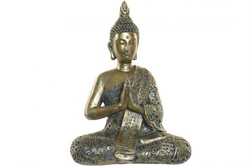 FIGURA RESINA 29X16X37,5 BUDA ENVELHECIDO DOURADO