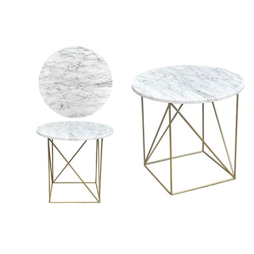 P070388422 MESA APOIO 7YHW18013-BRANCO/DOURADO 40x36.5cm MTL/MARMORE