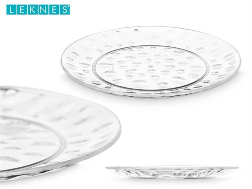85825 PRATO SOBREMESA DE PLÁSTICO PONTOS 21,5CM TRANSP