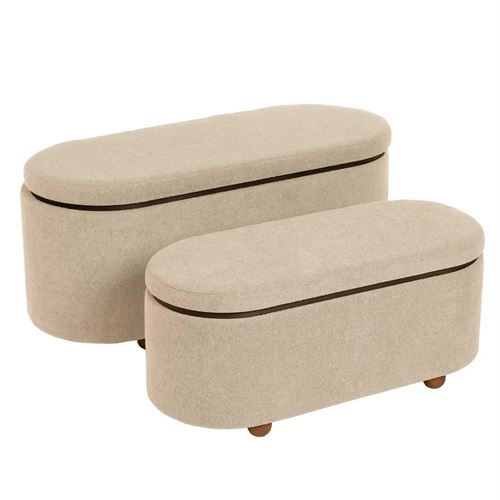 805645 PUFF SET2 MDF-TELA BEIGE 110 X 45 X 48 CM