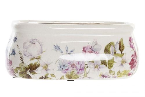 LD-192820 FLOREIRO CERÂMICA 23X10X9 FLORES BRANCO