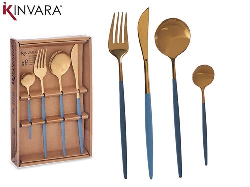 75228 TALHERES OURO/CINZA AÇOINOX 8PÇS