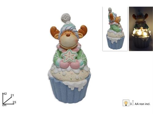253985 BONECO NATAL CUPCAKE 42CM RENA LUZ