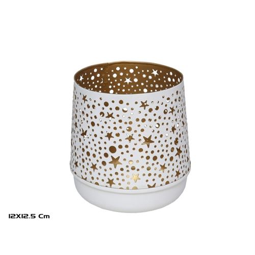 1054 PORTA VELA BRANCO/DOURADO 12.00 X 12.00 X 12.50 CM